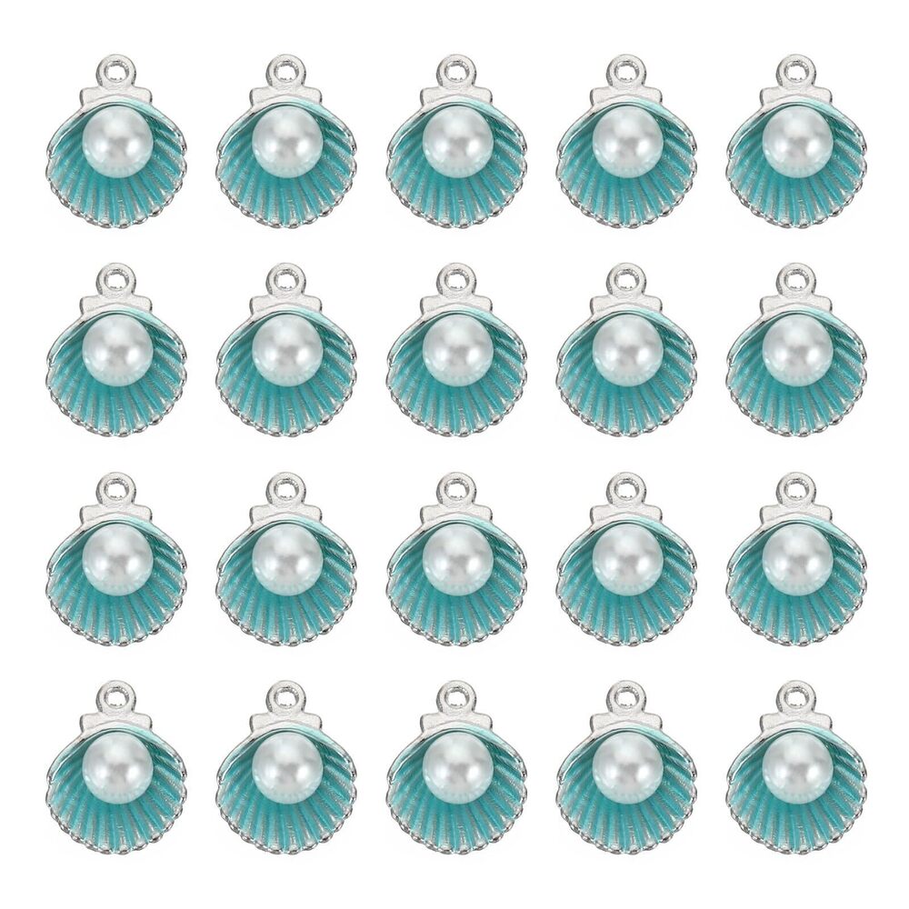 8984 Pearl Shell Charm, 50pcs Mini Blue Faux Pearl Seashells Cute Designer